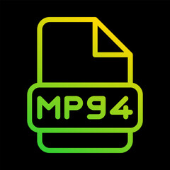 Mpg4 icon. file type, extension, document symbol files. with an outline gradient design. Can be used for multimedia files. vector illustration.