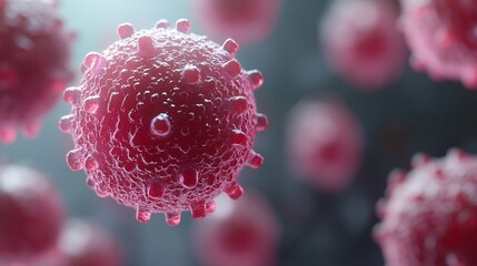 Virus cells floating in the background, illustrating a medical microbiology concept.