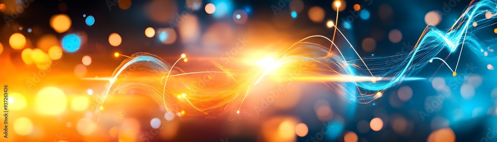 Poster abstract light trails with bokeh.