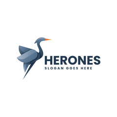 Vector Logo Illustration Heron Gradient Colorful Style