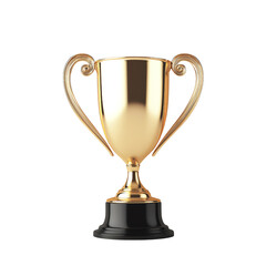 A shiny gold trophy with elegant handles, representing victory and achievement in sports or competition.