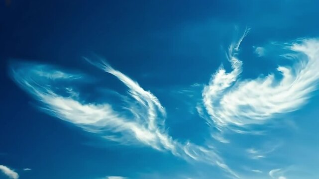 A pair of angel wings formed by clouds in the sky