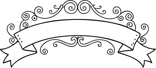 decorative Retro banner ribbon illustration black and white