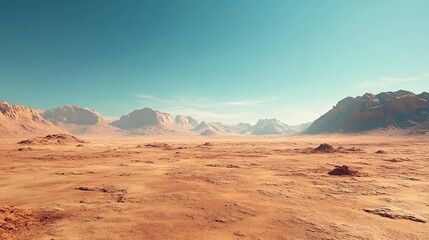 Fototapeta premium Desert Landscape with Mountains - 3D Render