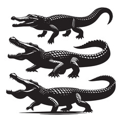 crocodile silhouette vector art illustration