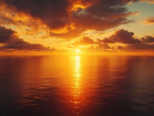 Fototapeta premium Golden Sunset Over the Ocean Photo