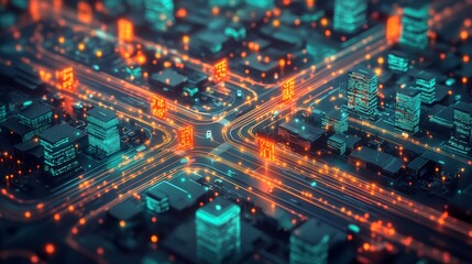 Obraz premium Digital Cityscape.