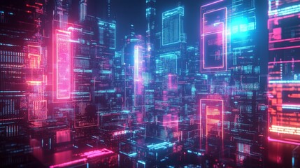 Fototapeta premium Neon Cityscape.