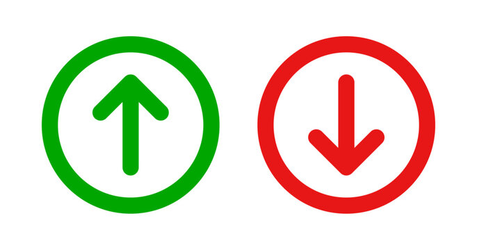 Green arrow up and red arrow down