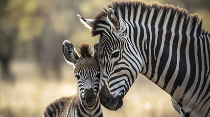 Naklejka premium Zebra grazing in the serene African savanna landscape