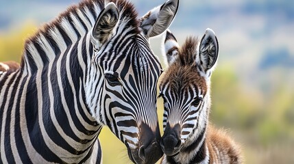 Naklejka premium Curious Zebra Calf in African Savanna Landscape