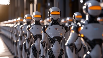 Obraz premium ai human robot factory