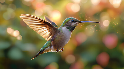 Fototapeta premium Hummingbird animal flying white background