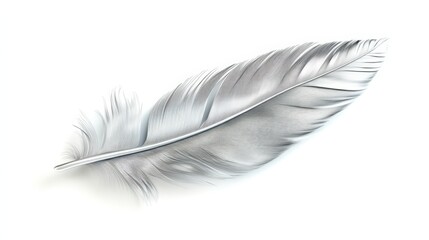 Silver Feather , Isolated On White Background, Ideal For Elegant-Themed Designs And Lightness Graphics . Generative ai