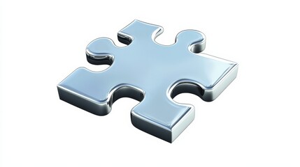Fototapeta premium Silver Puzzle Piece , Isolated On White Background, Ideal For Problem-Solving-Themed Designs And Collaboration Graphics . Generative ai