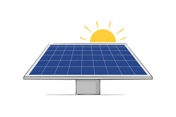 Solar panel and the sun. Renewable electric power. Sustainable alternative energy.