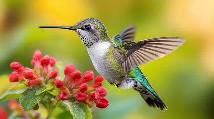 Hummingbird animal flying white background