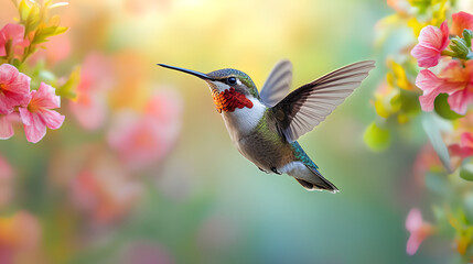 Fototapeta premium Hummingbird animal flying white background