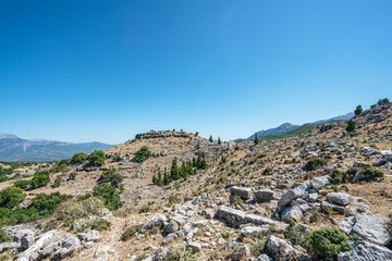The scenic views of the Selge, which was an important city in ancient Pisidia and later in Pamphylia, on the slope of Mount Taurus, Antalya, Turkey