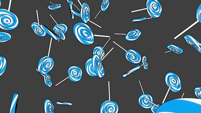 Toon-style lollipops of blue color on a gray background.
Loop able 3DCG animation.

