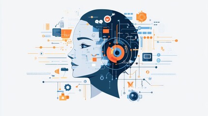 Obraz premium AI Technology Head.