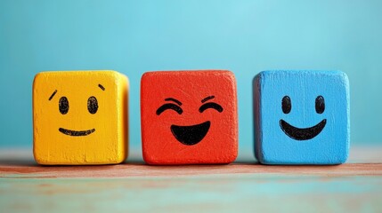 Happy Faces on Blocks.