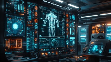 Obraz premium Futuristic Control Room.