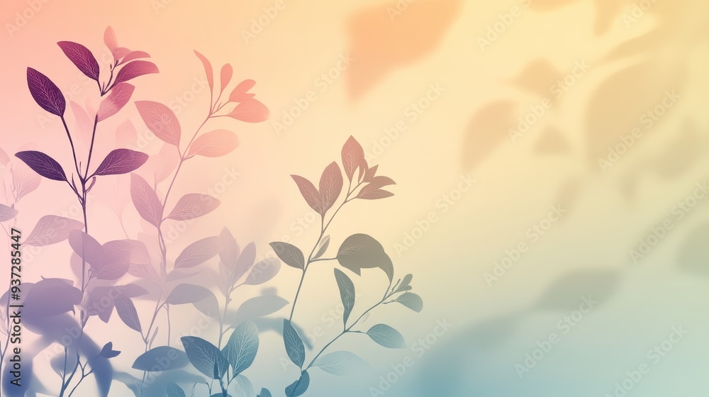 Sticker a soft gradient background featuring silhouettes of leaves and branches.