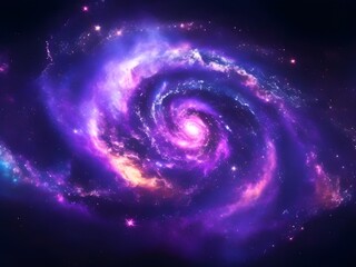  Galactic Spiral: Purple Vortex in the Cosmic Abyss Wallpaper background,