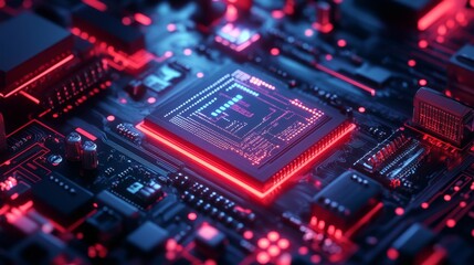 Red Glow CPU Chip.