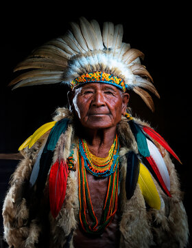 Shaman, old and wise native south american. 