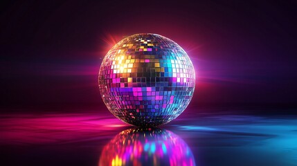 Colorful disco mirror ball nightclub