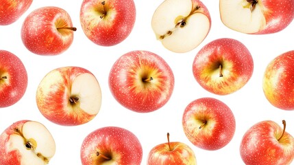 A lot of apple pattern isolated on white background photo realistic photo realistic hd 4k ultra hd.