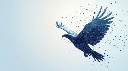 Polygonal avian representation banner on blue backdrop for web design