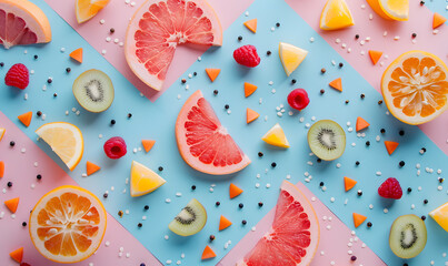 Fototapeta premium fruits and vegetable herbal concept for background or 2d illustrator cartoon.