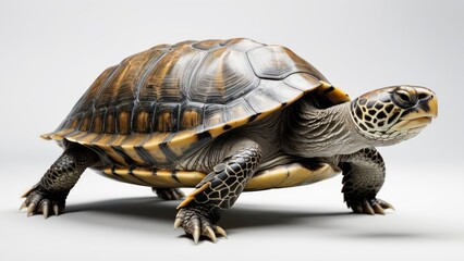 Obraz premium A detailed close up of a tortoise against a neutral background
