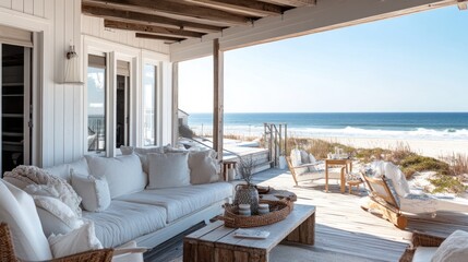 Obraz premium Beachfront Porch with Ocean View