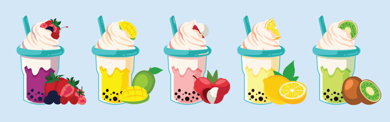 Fruit Smoothies. Fruit Juice Hand Drawn