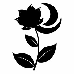 Moon flower Black silhouette, illustration