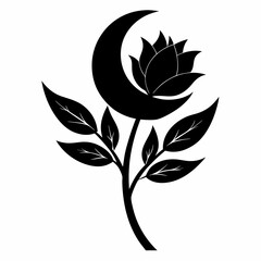 Moon flower Black silhouette, illustration