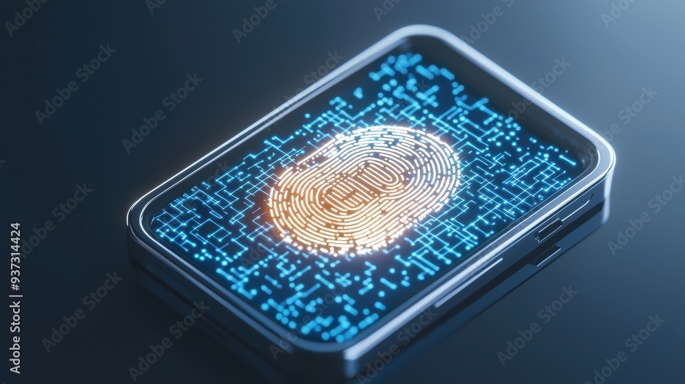 Poster fingerprint scanner technology futuristic security digital access biometric authentication