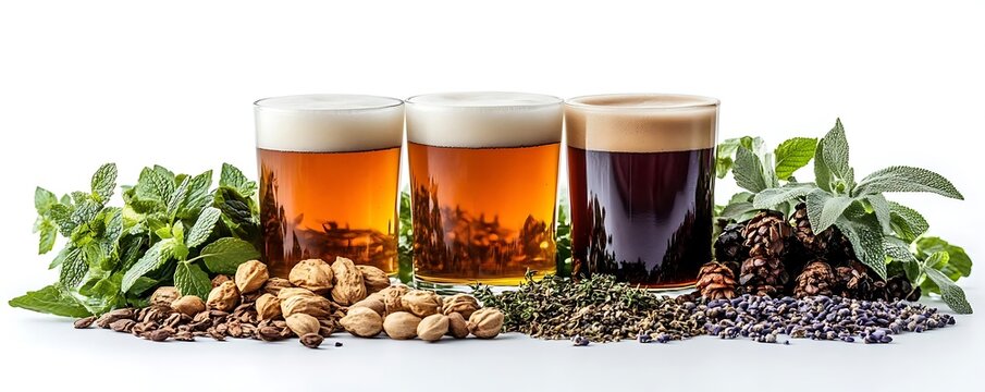 Three Beers with Herbs and Nuts Photo