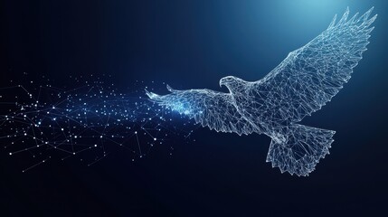 Geometric bird silhouette banner formed by interconnected nodes