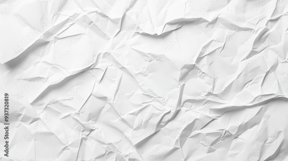 Poster minimalist white paper texture background with crumpled shapes and ample space for text, perfect for