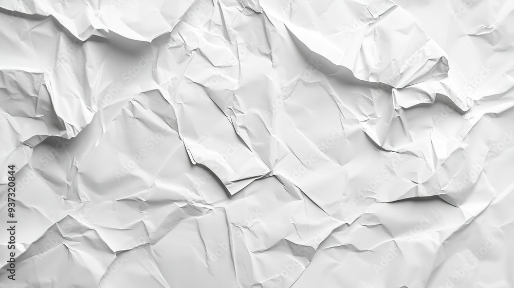 Poster minimalist white paper texture background with crumpled shapes and ample space for text, perfect for