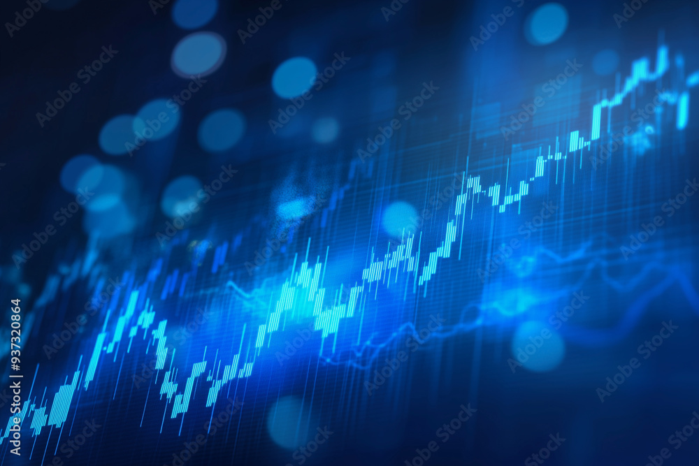Poster blue and red graph with numbers and lines