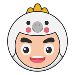 Cute Cockatoo Bird Head Avatar Icon Illustration