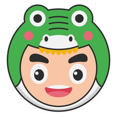 Cute Crocodile Animal Head Avatar Icon Illustration