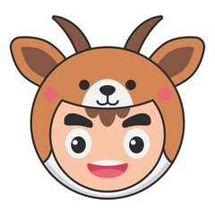 Cute Goat Animal Head Avatar Icon Illustration