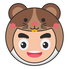 Cute Hamster Animal Head Avatar Icon Illustration